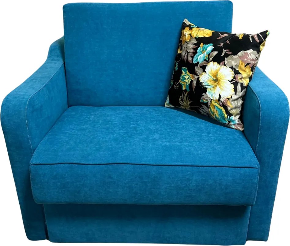 Fotoliu SAMY extensibil, cu lada de depozitare, albastru , cadru metalic, 103x100x92 Stofa, Albastru