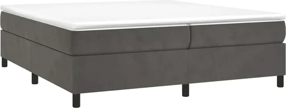 vidaXL Pat box spring cu saltea, gri închis, 200x200 cm, catifea