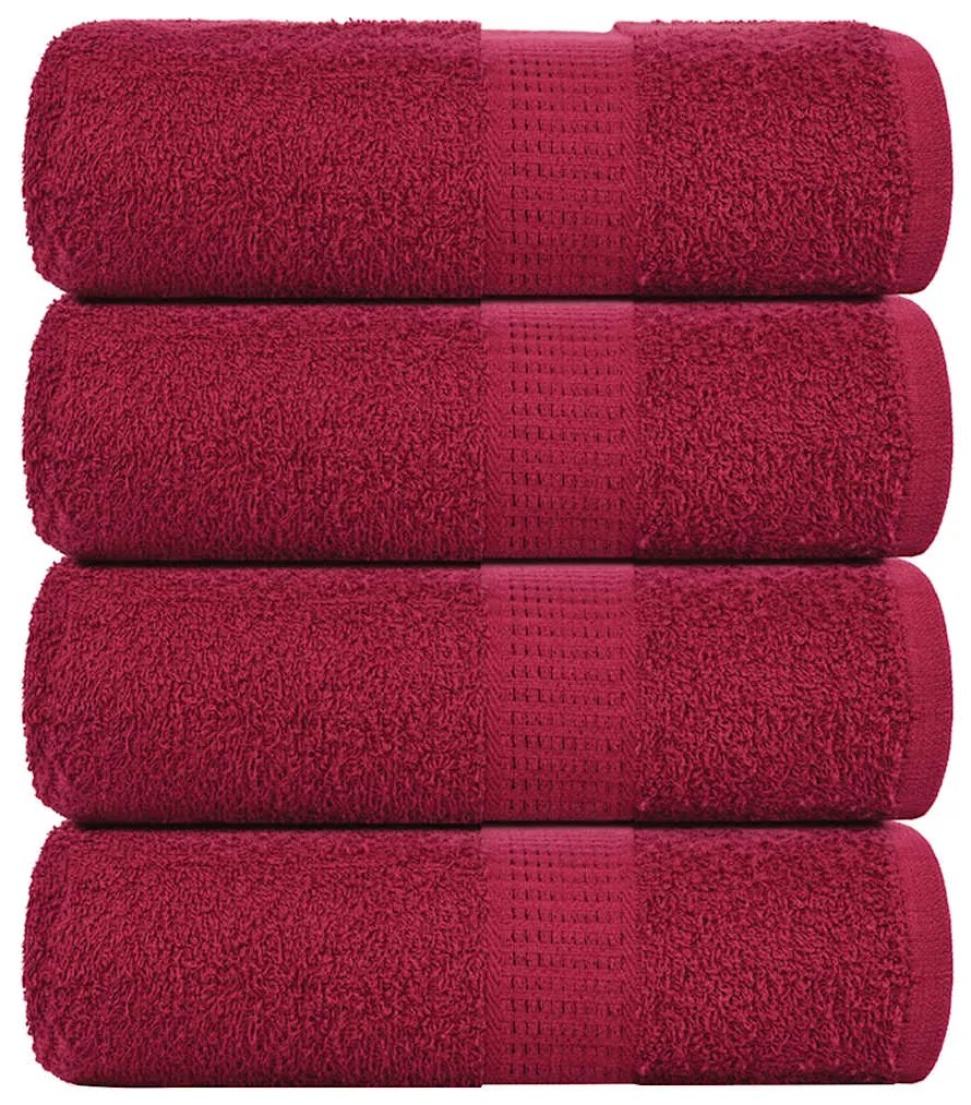 vidaXL Prosoape pentru oaspeți 4 buc Bordeaux 360 g/m² 100% bumbac