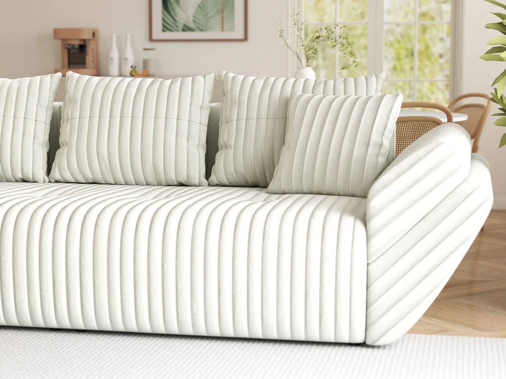 Canapea extensibilă dumonde cu ladă de depozitare si sezut confortabil din spuma high-density, Berlin Ambience Ivory 250x100 cm