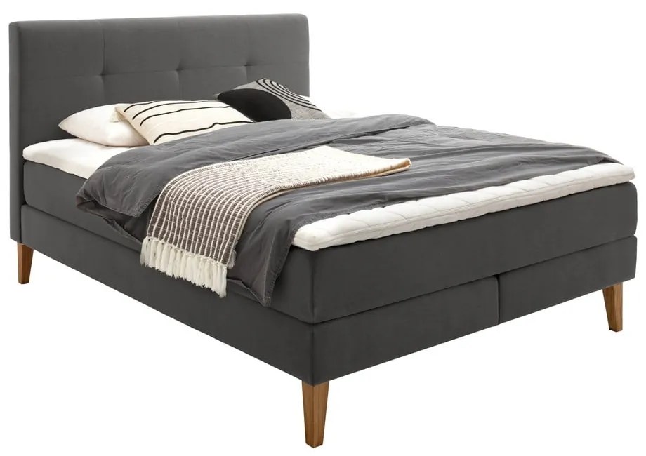 Pat boxspring gri antracit 180x200 cm Stockholm – Meise Möbel