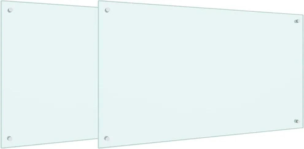 vidaXL Panou de bucătărie 2 pcs Alb 100 x 60 cm sticlă securizată