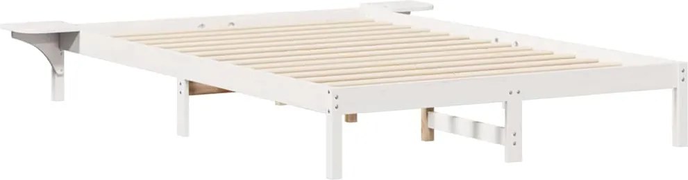 vidaXL Cadru de pat cu mese laterale Alb 160 x 210 cm