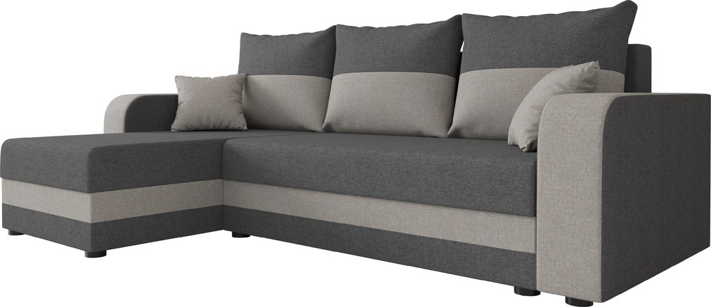 Coltar extensibil de colt VALERIO, gri inchis/gri deschis, reversibil, 238x140 cm + 2 perne GRATUIT