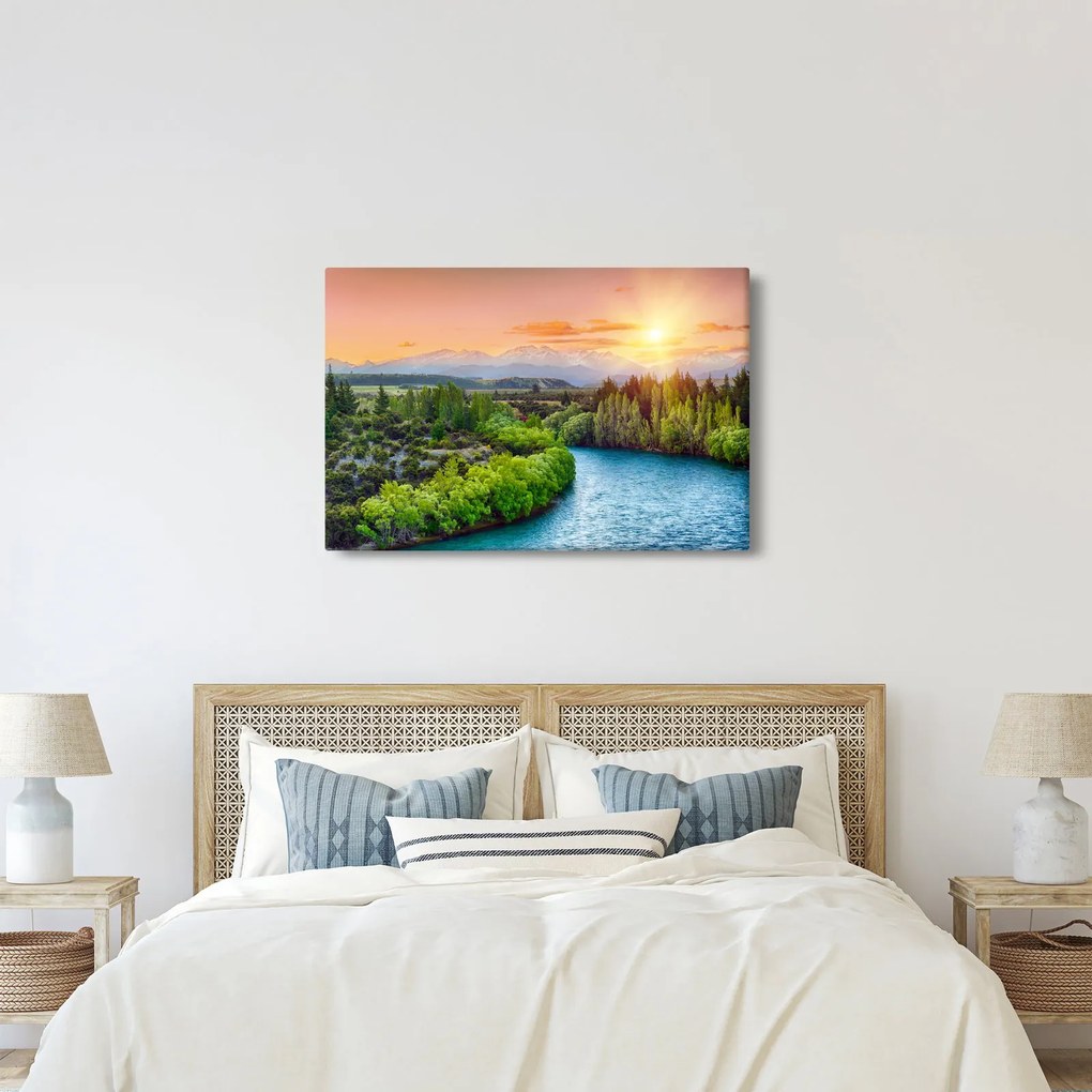 Tablou - Pădure peisaj montan (90x60 cm)
