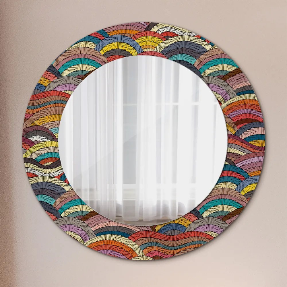 Oglinda rotunda rama cu imprimeu Ornament boemic
