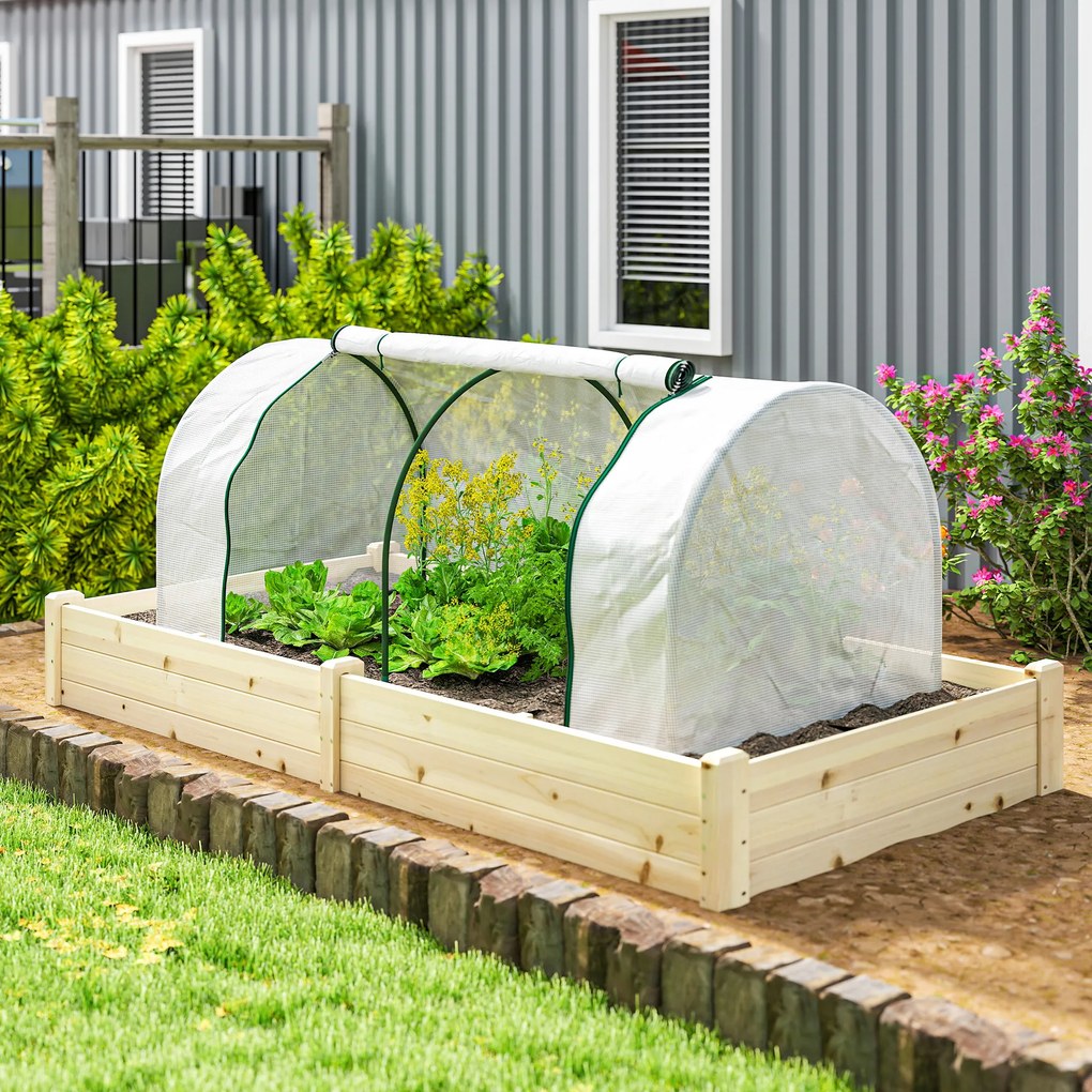 Outsunny Seră de Grădină cu Ferestre Rulabile, Husă Plastic Anti-UV, 200 x 100 x 80 cm, Alb | Aosom Romania