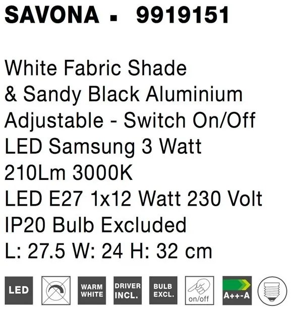 Aplica cu reader LED design modern SAVONA NVL-9919151