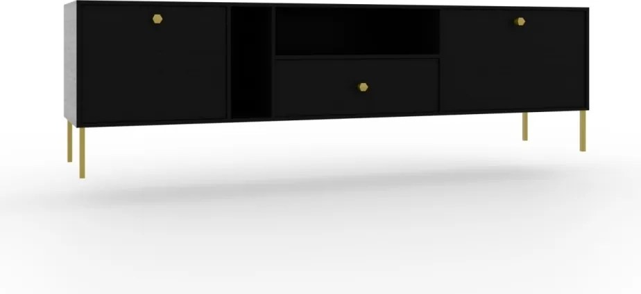 Comodă TV, 180x41x50 cm, Tili 3, ADRK Furniture (Culoare: Negru / Negru)