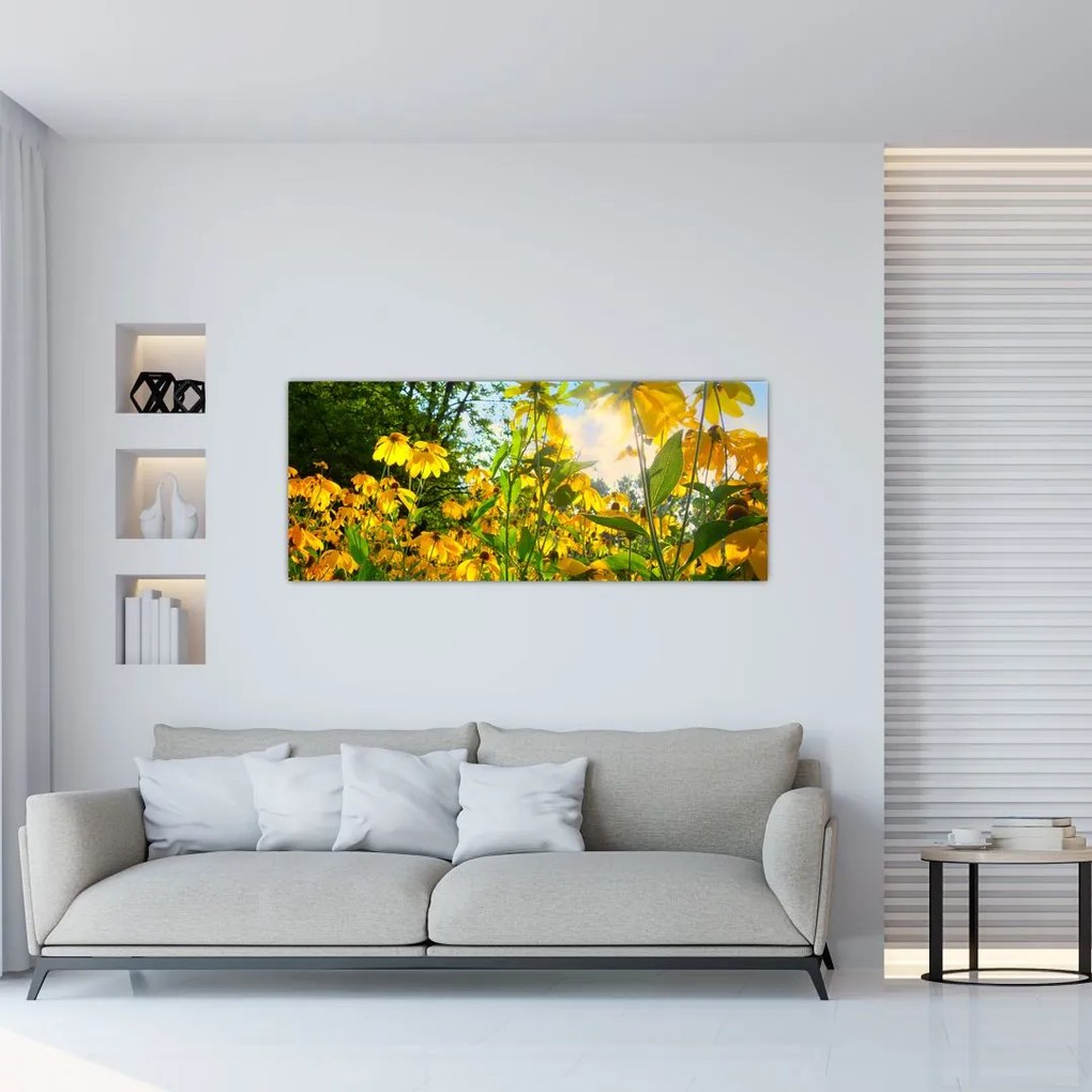 Tablou - Flori galbene (120x50 cm)