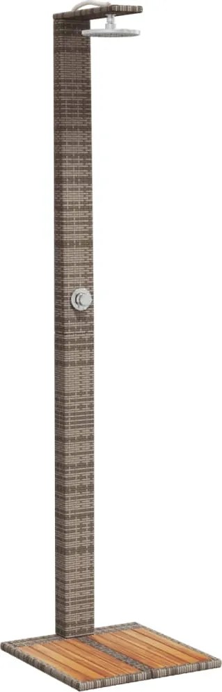 vidaXL Duș de exterior, gri, 50x55x224 cm, poliratan și lemn acacia