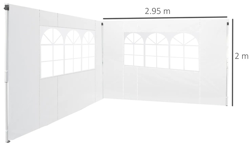 Outsunny Panouri Laterale pentru Corturi Pop-Up, Set de 2, 3x2m, Protecție UV, Rezistent la Apă, Alb | Aosom Romania