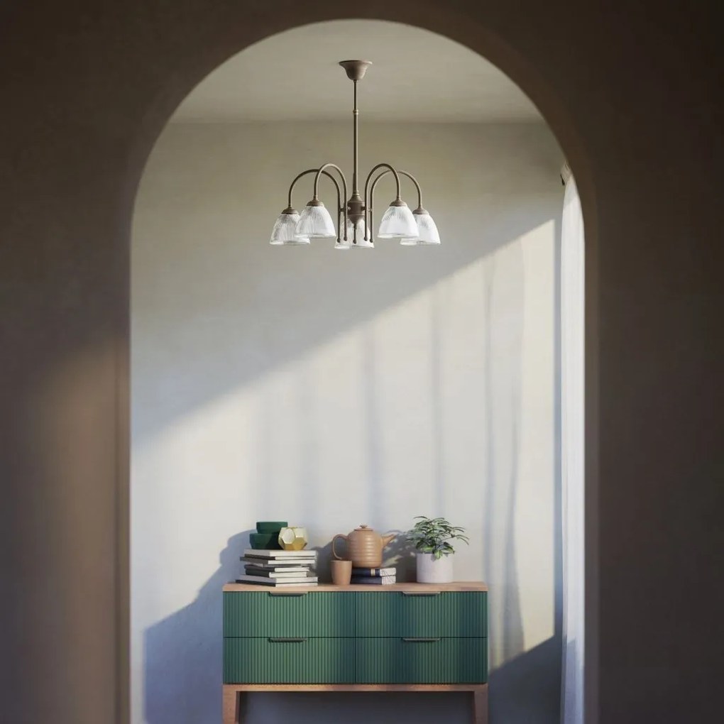 Candelabru stil neoclasic din alama si sticla Elide