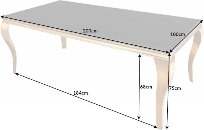 Masa dining eleganta Modern Barock 180cm, negru/ auriu