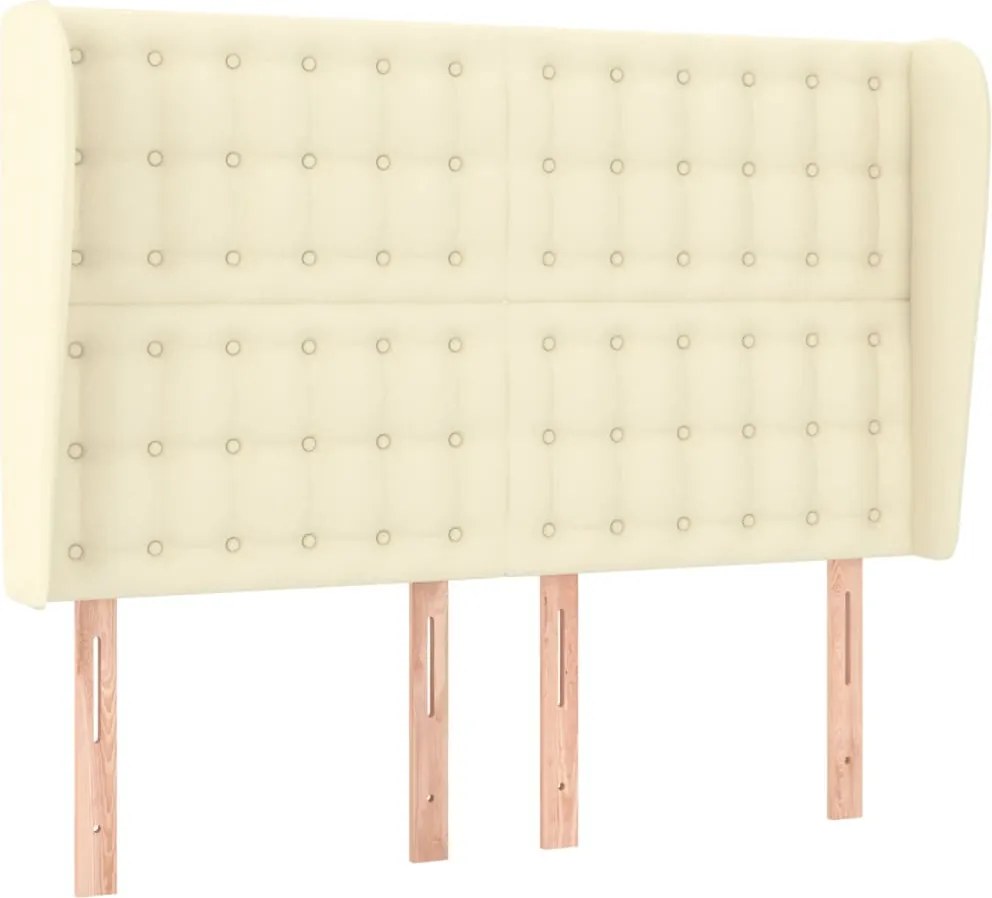 vidaXL Tăblie de pat cu aripioare, crem, 147x23x118/128 cm, piele eco