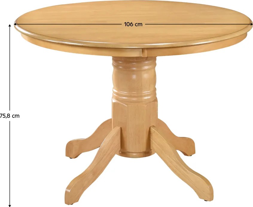 Masă de sufragerie, rotundă, stejar deschis, diametru 106 cm, TABLOS