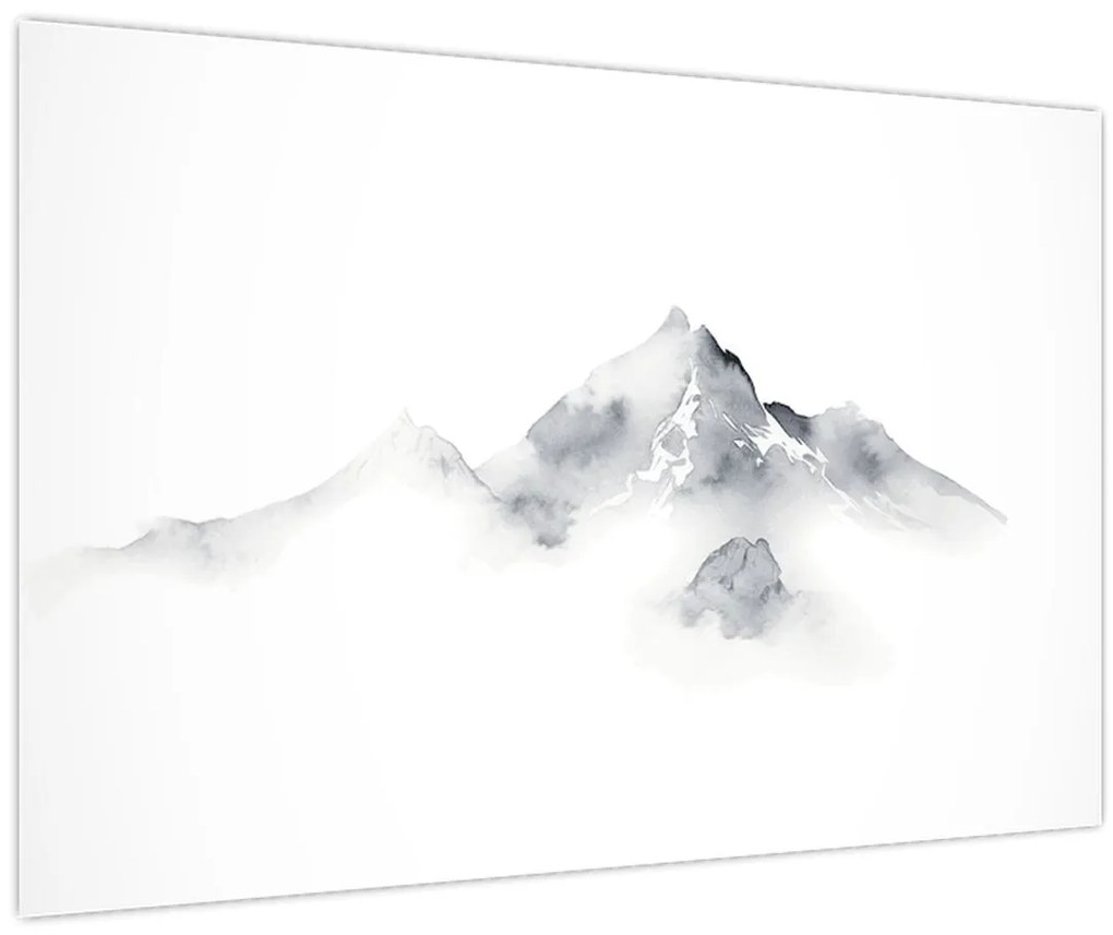 Tablou - Pictură cu cerneală de munți (90x60 cm)