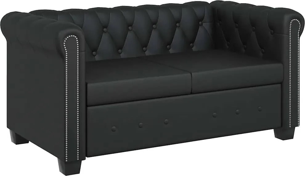 vidaXL Canapea Chesterfield cu 2 locuri, piele artificială, negru