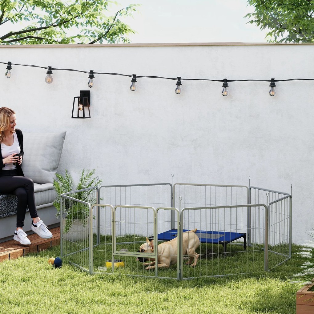 PawHut Tarc pentru animale, gard pentru câini, loc de joacă pentru animale, flexibil adaptabil, oțel inoxidabil | Aosom Romania