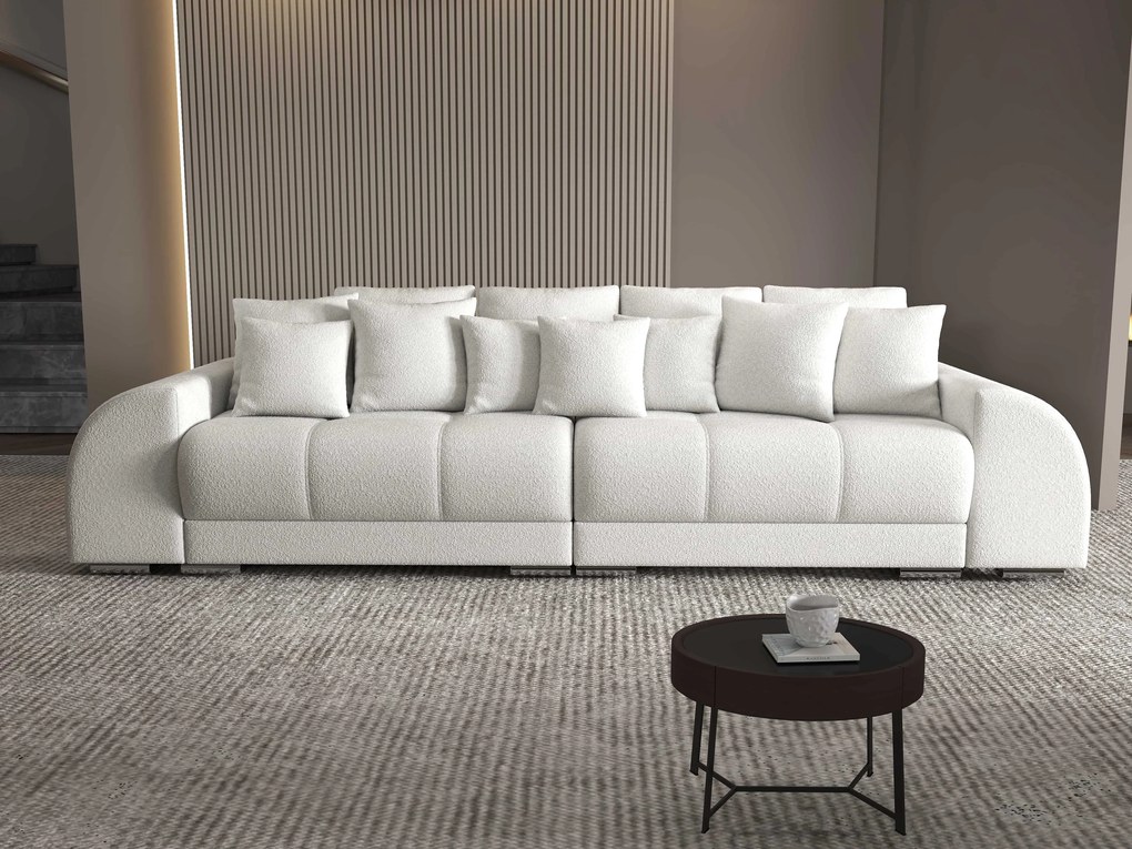 Canapea extensibilă dumonde cu 2 lăzi de depozitare si sezut confortabil din spuma high-density, Verona Euphoria Ivory 310x100 cm