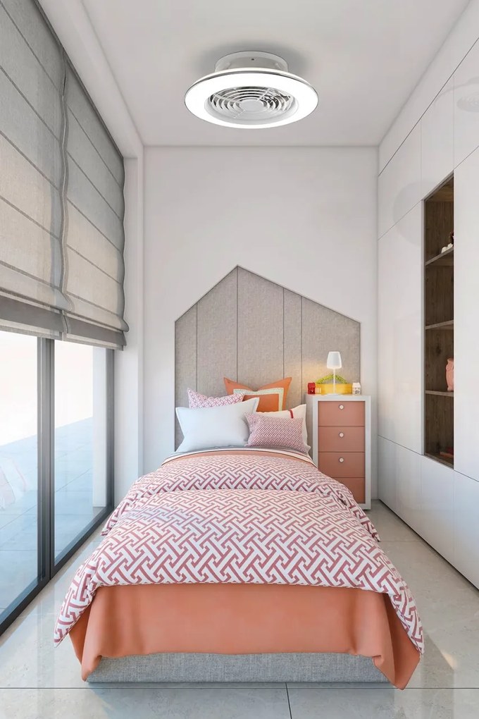 Lustra LED Smart cu Ventilator si telecomanda ALISIO MINI alb