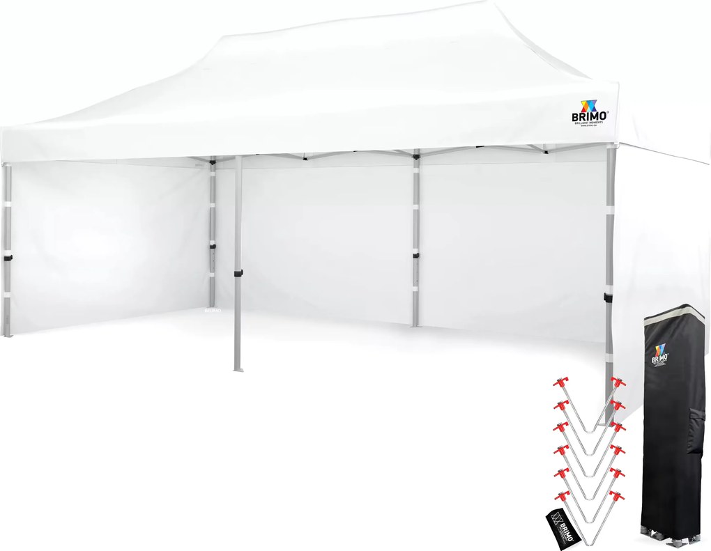 Cort de nuntă 3x6 m din aluminiu – Elegant și de montare rapidă - cu 3 pereți - Alb