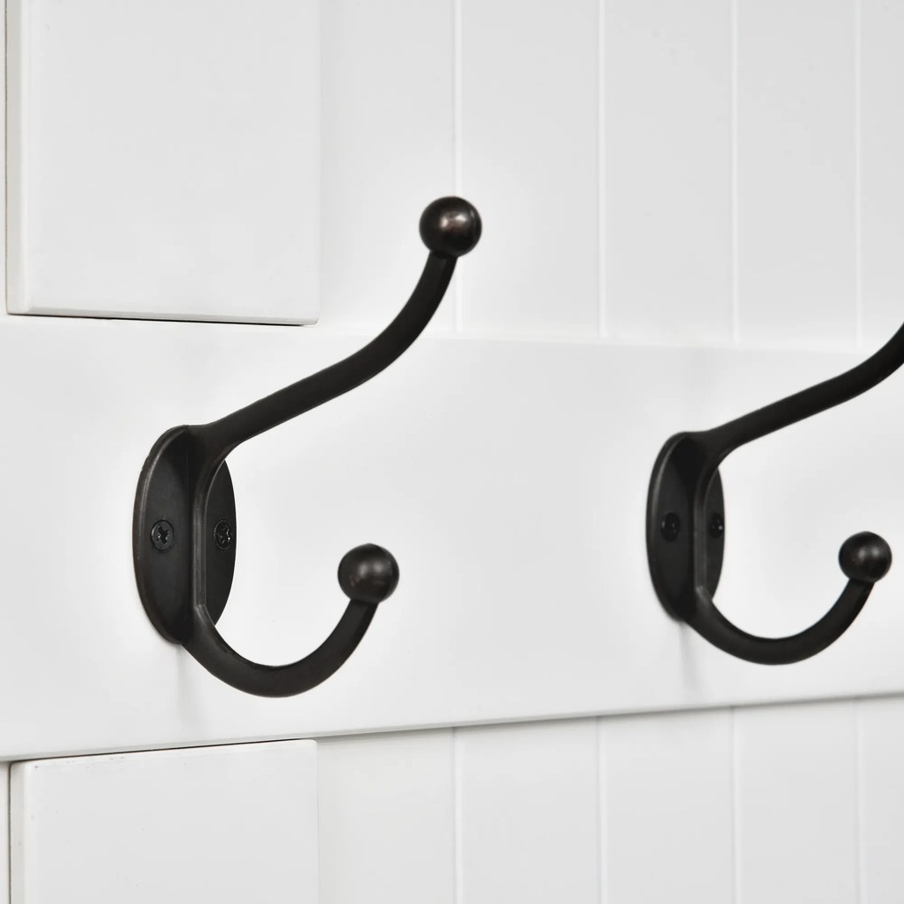 HOMCOM Cuier de Podea cu Bancă pentru Pantofi și 5 Cârlige, MDF, 96L x 34I x 179,7Î cm, Crem | Aosom Romania