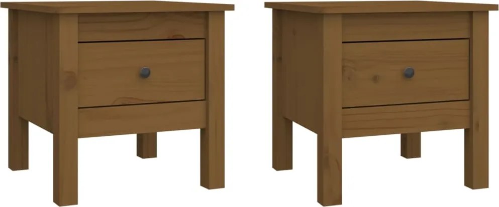 vidaXL Mese laterale 2 buc. maro miere 40x40x39 cm lemn masiv de pin