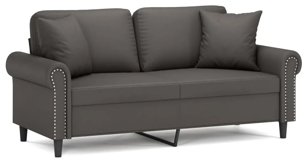 3153176 vidaXL Canapea cu 2 locuri, perne&pernuțe gri 140 cm piele ecologică