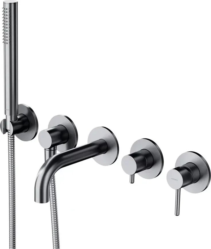 Baterie cada-dus incastrata Omnires Y finisaj nichel periat 5 elemente cu corp ingropat pipa 17 cm