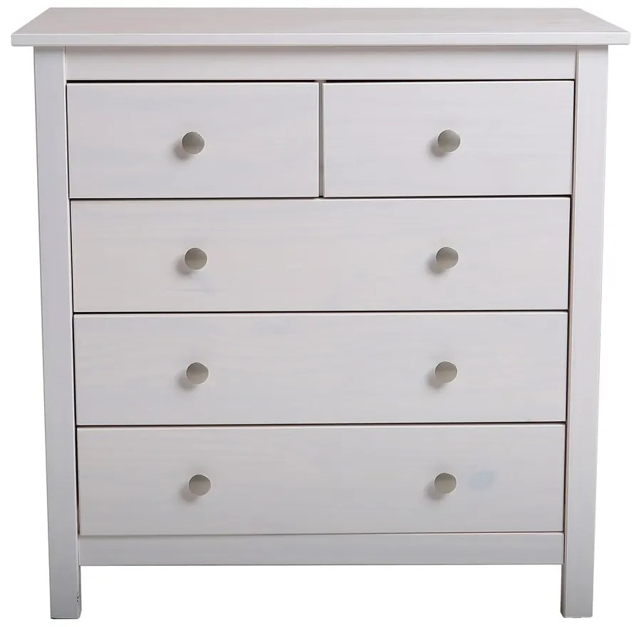 Comodă albă înaltă din lemn masiv de pin 79x80 cm Berna – Marckeric