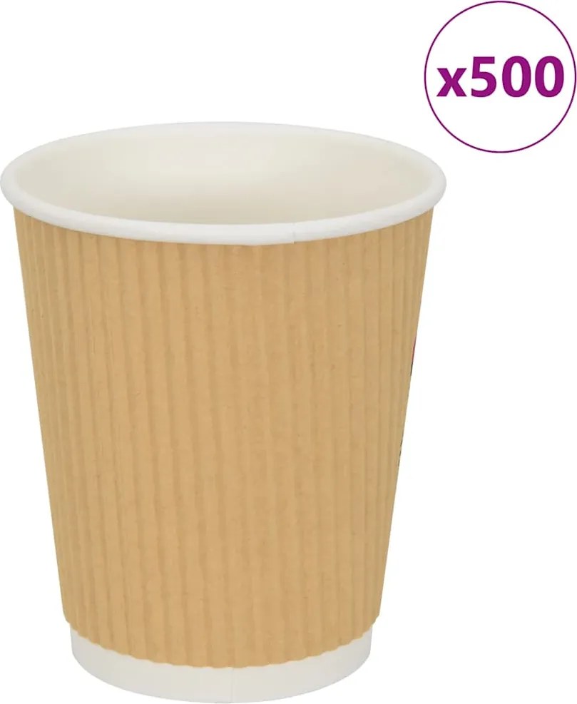 vidaXL Cești de cafea din hârtie 500 buc 8oz 200ml maro