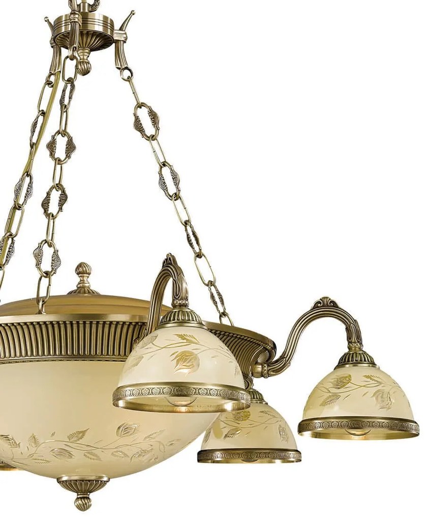 Candelabru cu 6 brate din alama cu sticla decorata design italian 6208