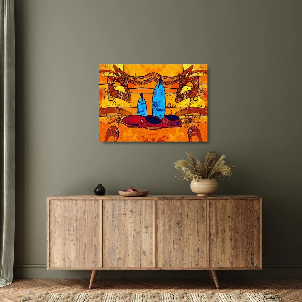 Tablou pe sticlă - Pictură străveche (70x50 cm)