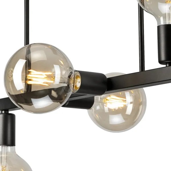 Lustră pe tijă ASTRID 6xE27/60W/230V negru