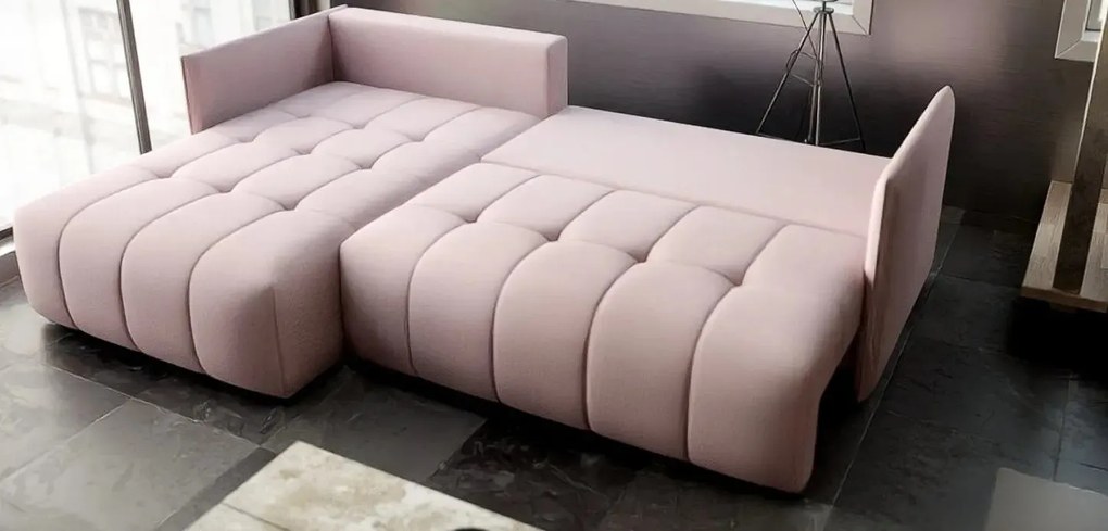 Colțar extensibil dumonde cu ladă de depozitare si sezut confortabil din spuma high-density, Malta Enjoy Flamingo 235x185 cm