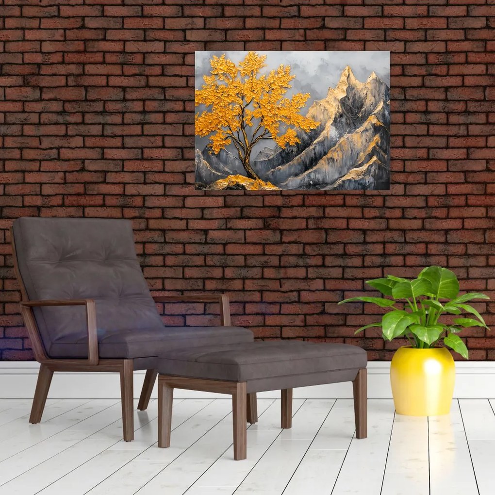 Tablou – Arbore auriu în munți (70x50 cm)