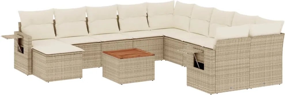 vidaXL Set canapele de grădină cu perne, 12 piese, bej, poliratan