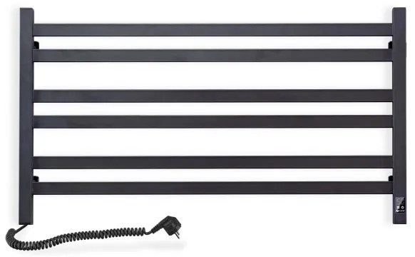 Radiator de baie tip scară cu termostat AVANGARD 316W/230V 50,6 cm IP44 negru, montare pe partea stângă