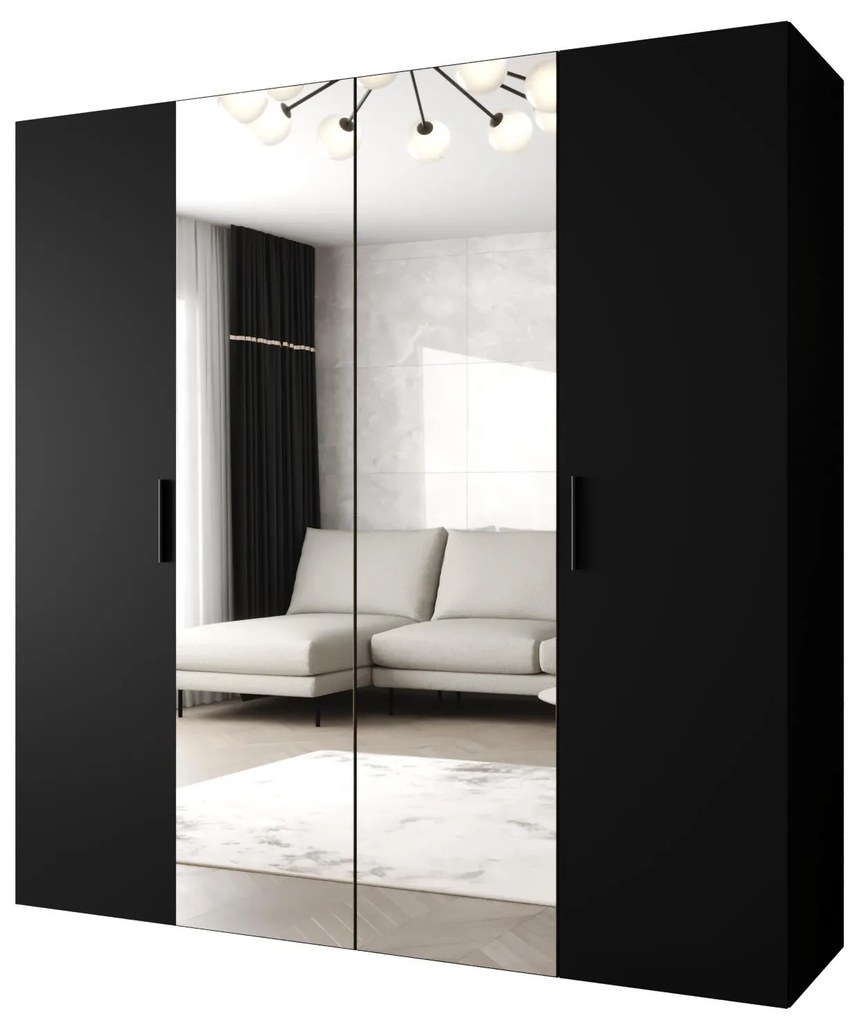 Dulap de haine 200 cm Borry 2 (Negru + Negru). 1125827