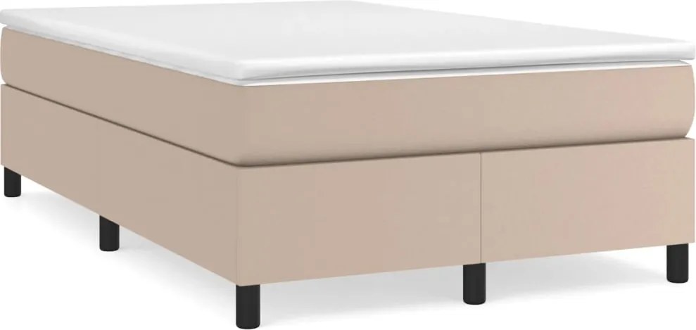 vidaXL Cadru de pat cu arcuri, cappuccino, 120x200 cm, piele ecologică