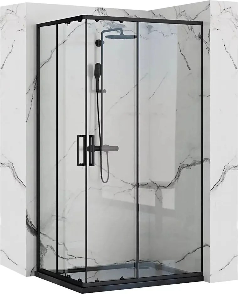 Cabina de dus dreptunghiulara Rea Punto cu usa glisanta 80x100 negru