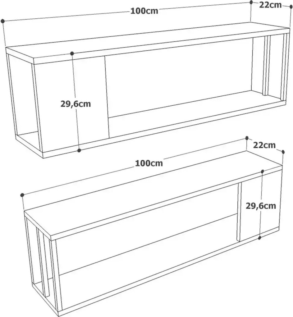 Set raft de perete Riva culoare stejar si antracit 100 cm