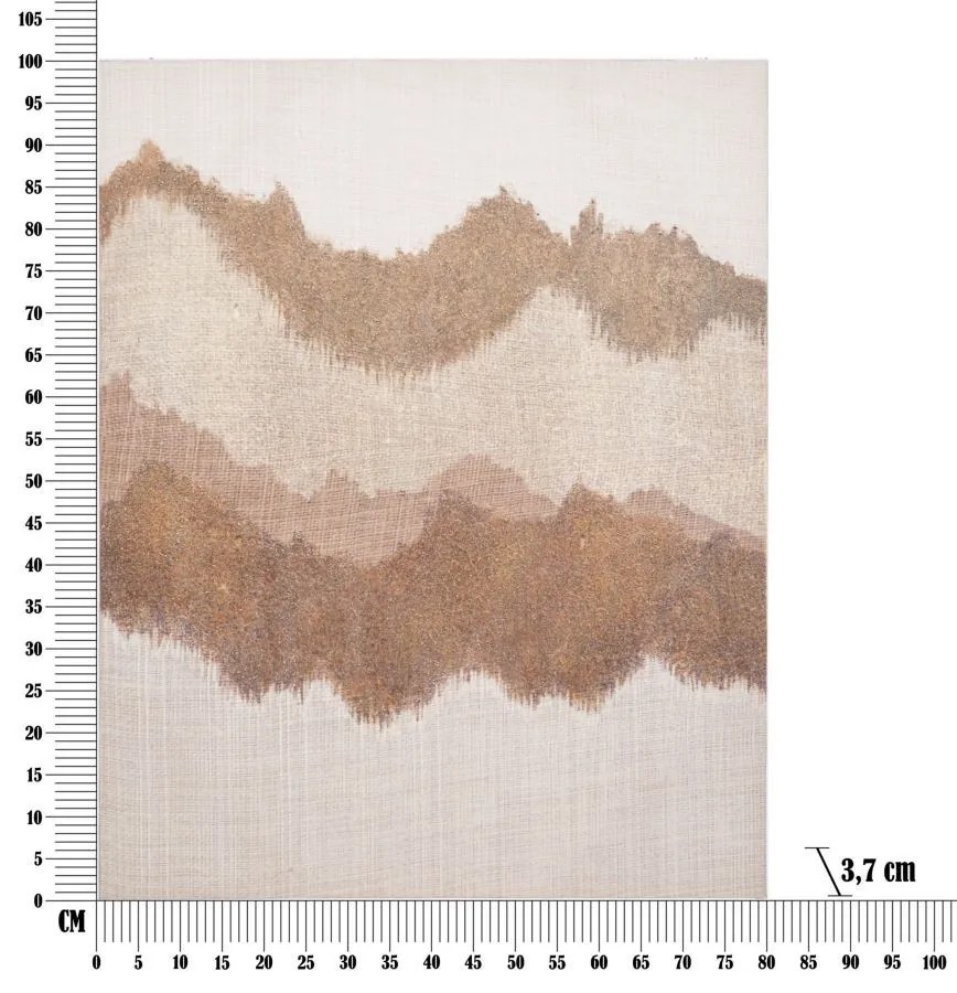 Tablou decorativ multicolor din lemn de Pin si panza, 80x3,7x100 cm, Browny Mauro Ferretti