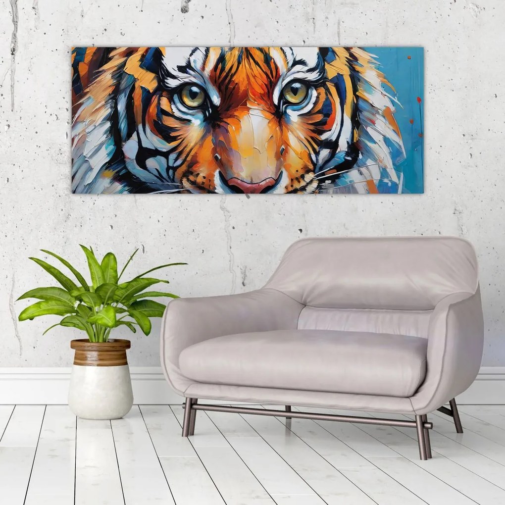 Tablou - Vedere a unui tigru, pictură (120x50 cm)