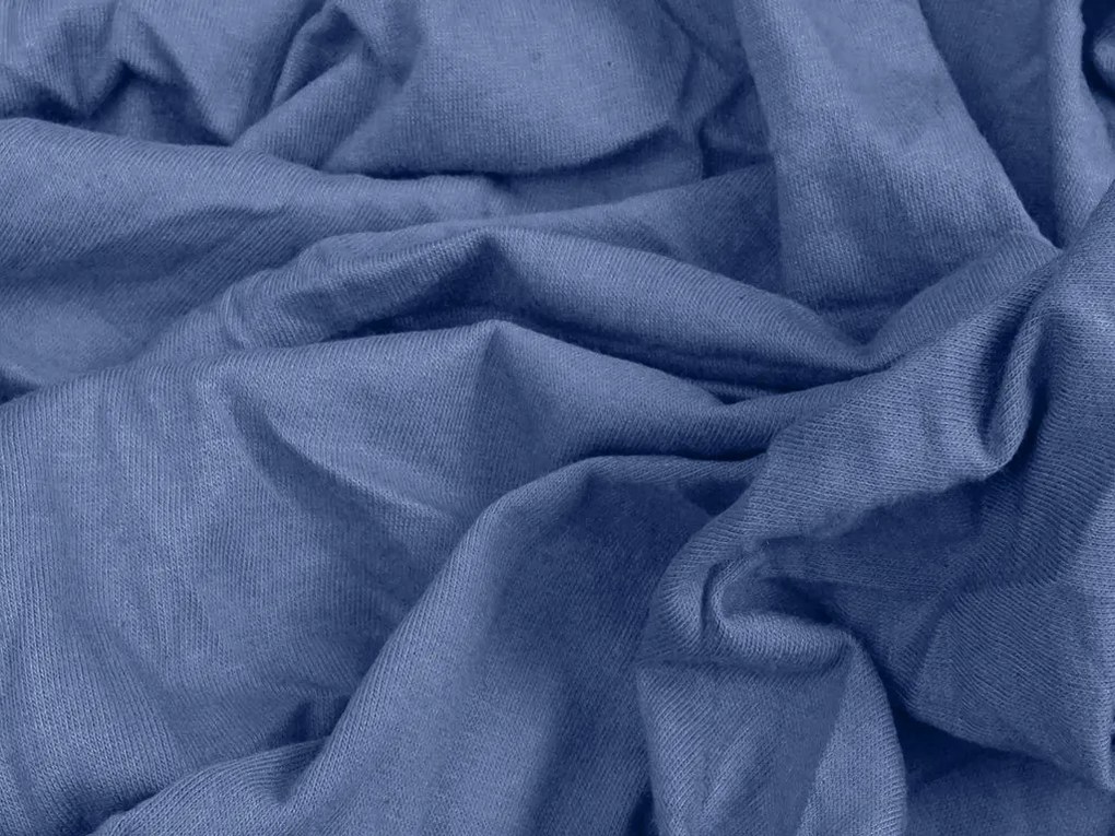 Cearsaf jersey cu lycra albastru 90 x 200 cm