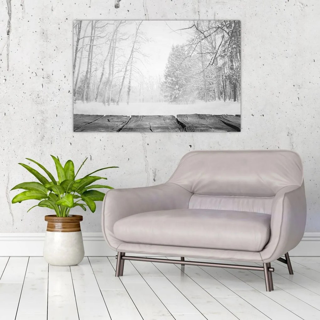 Tablou - Pier de lemn în timpul iernii (90x60 cm)