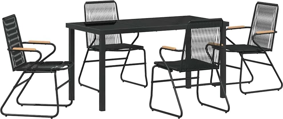 vidaXL Set de masă pentru grădină 5 pcs Negru