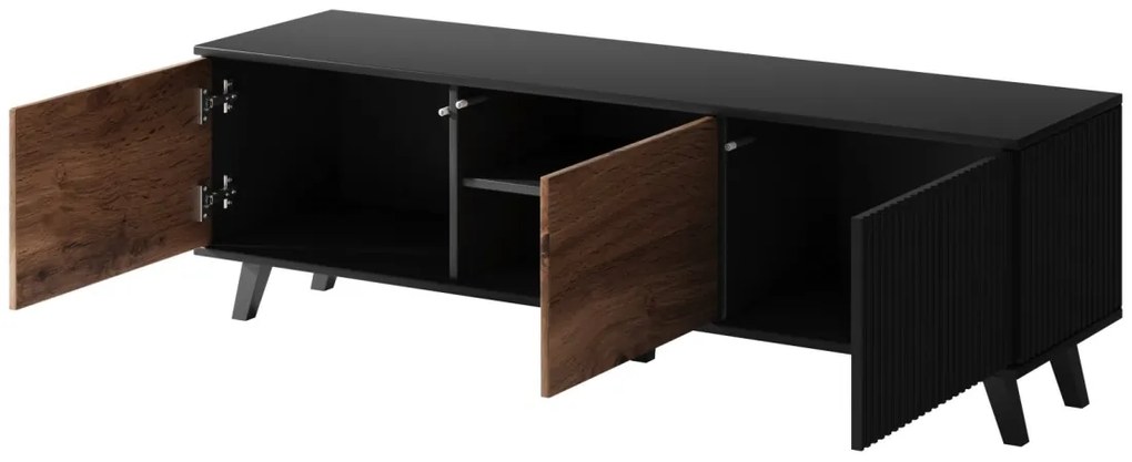Comoda TV Random RTV1 stejar wotan/negru - L150 x A40 x h47 cm