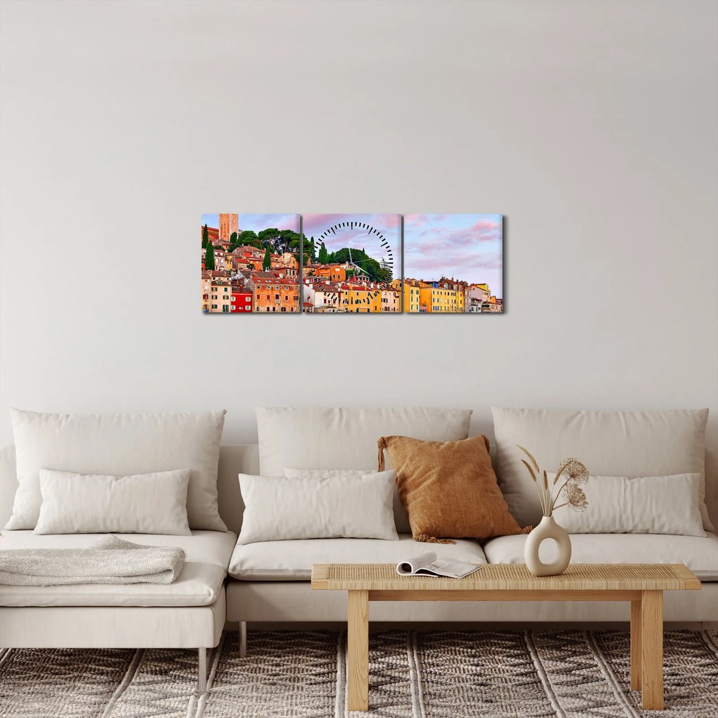 Tablou - Rovinj, Croația (cu ceas) (90x30 cm)